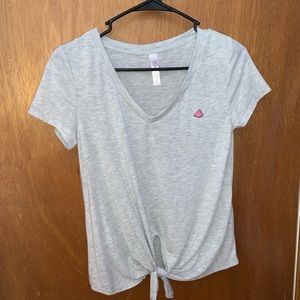 Gray watermelon embroidered tee.